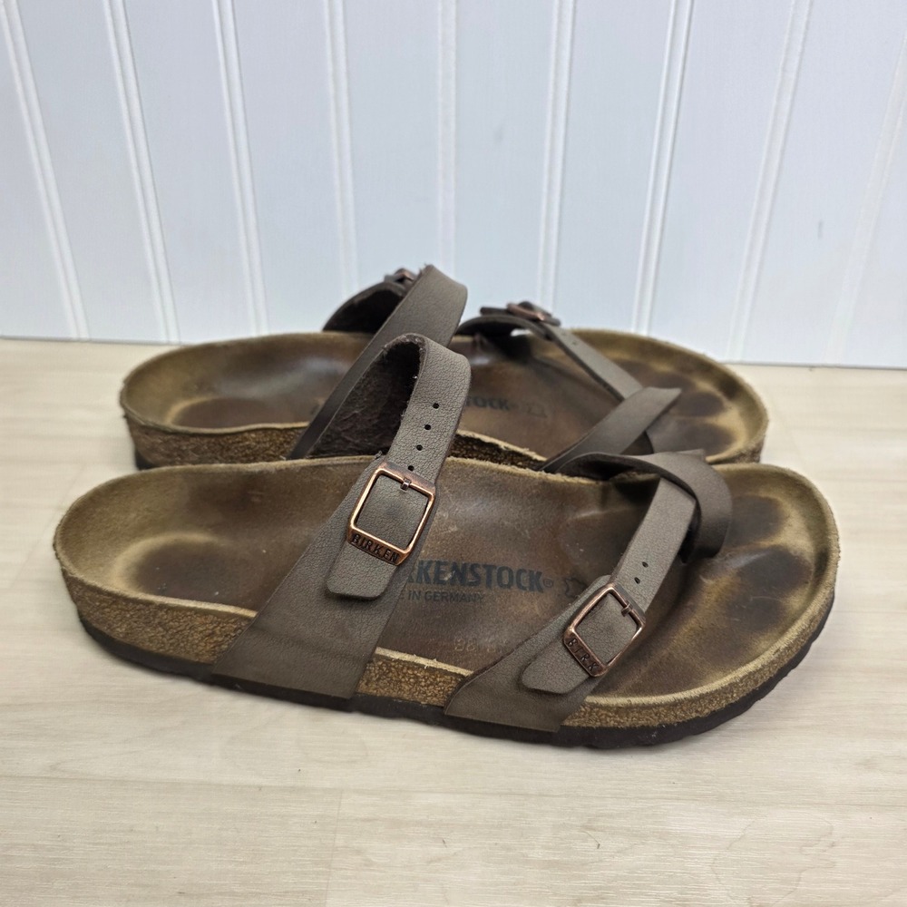 Birkenstock Mayari Mocha Birko-Flor Toe Loop Sandals Brown Womens 40 L9 M7